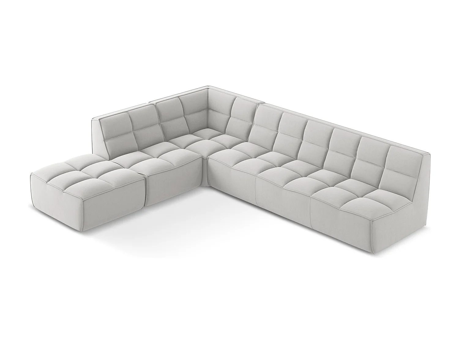 5-Sitzer Modulares Ecksofa - Ecke Rechts - Samt - Silber - KALAI