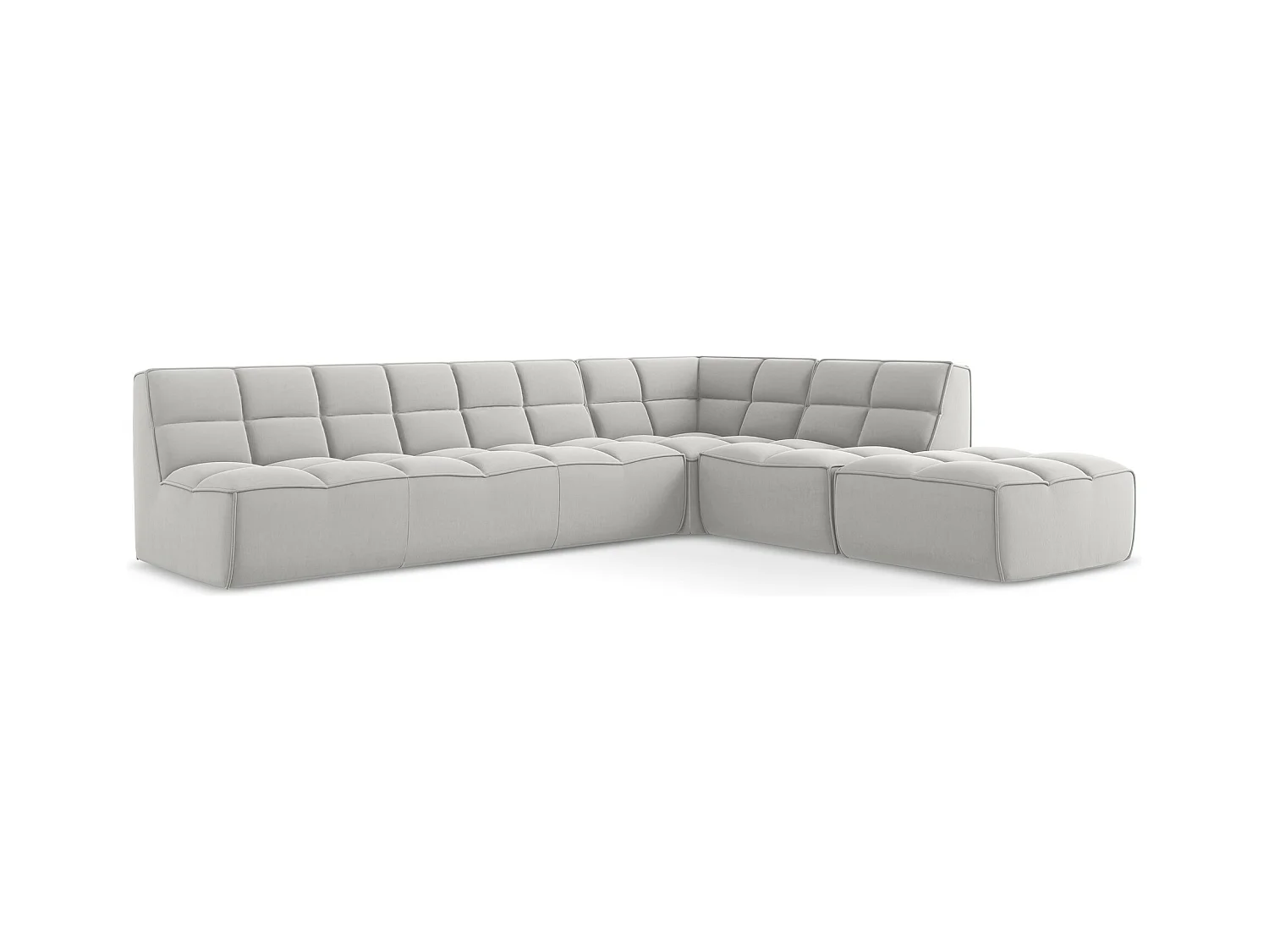 Modulaire hoekbank rechts van zilver velours - KALAI