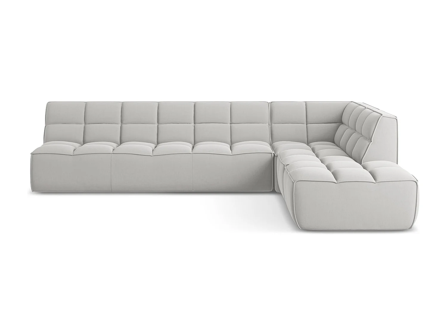 5-Sitzer Modulares Ecksofa - Ecke Rechts - Samt - Silber - KALAI