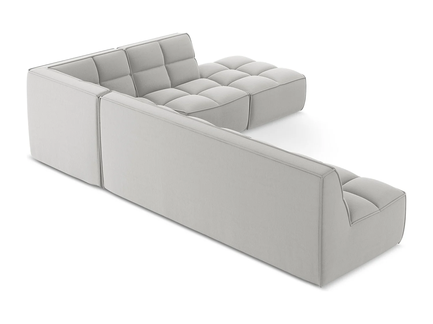 5-Sitzer Modulares Ecksofa - Ecke Rechts - Samt - Silber - KALAI