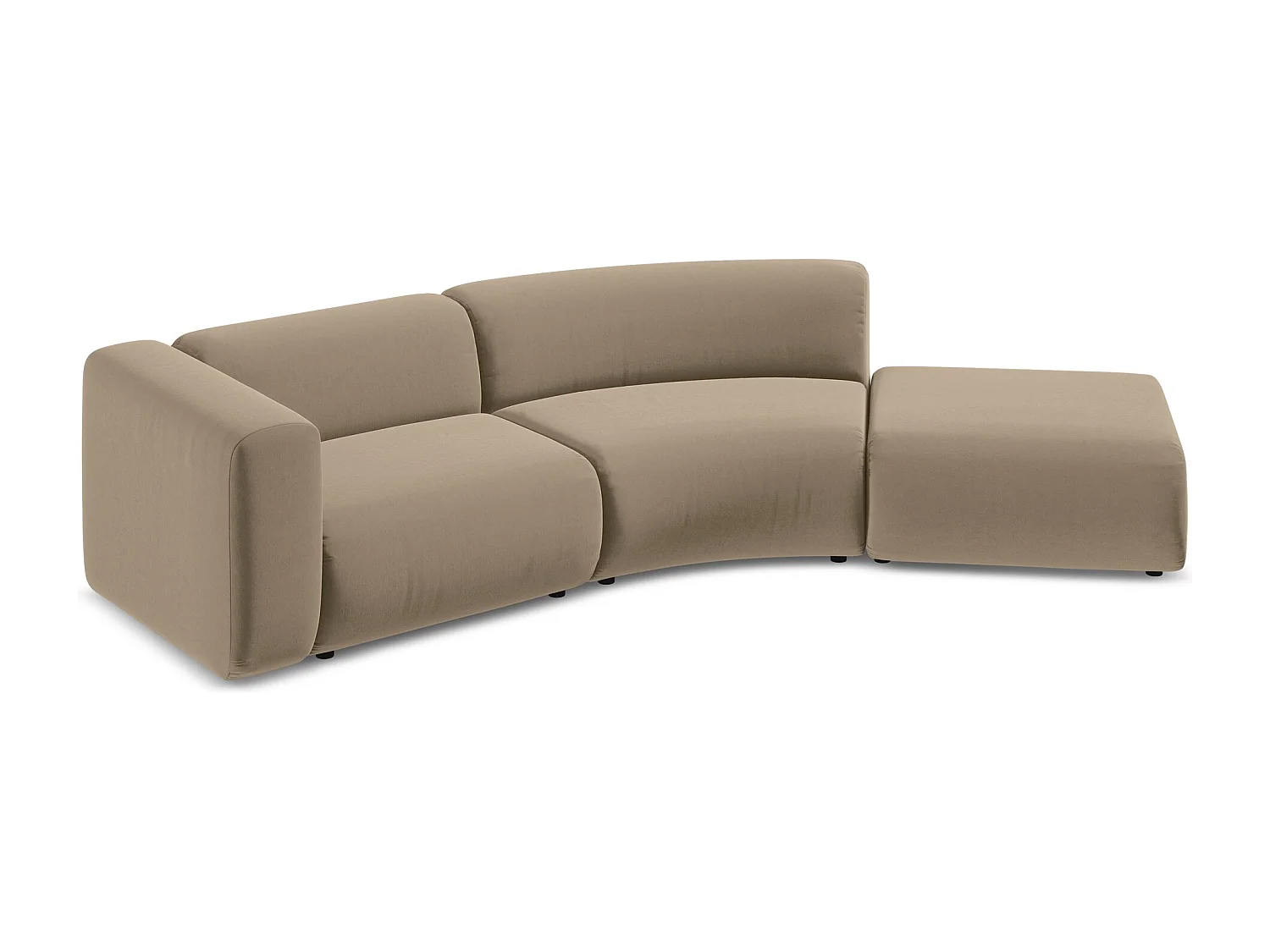 Canapé modulable 4 places droit en velours - beige clair - EKAHI