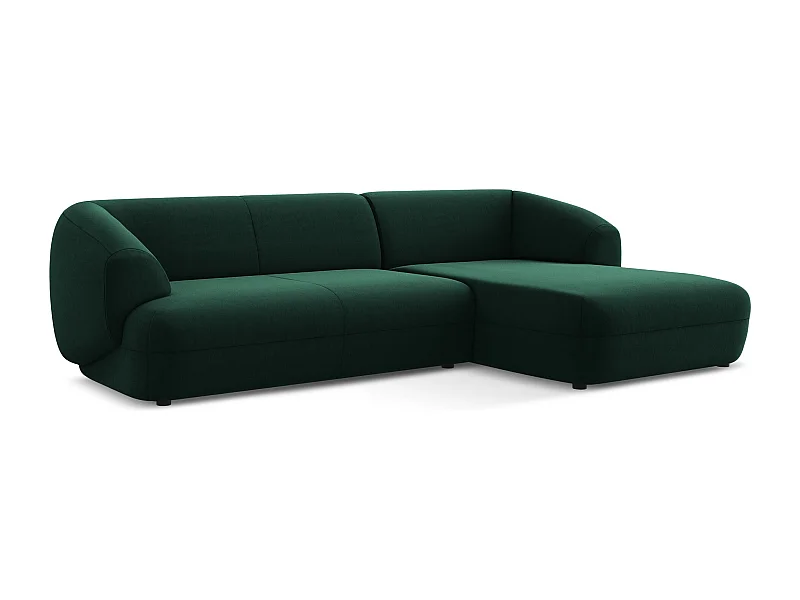 Canapé d'angle 3 places modulaire droit en velours - bouteille verte - MOANA