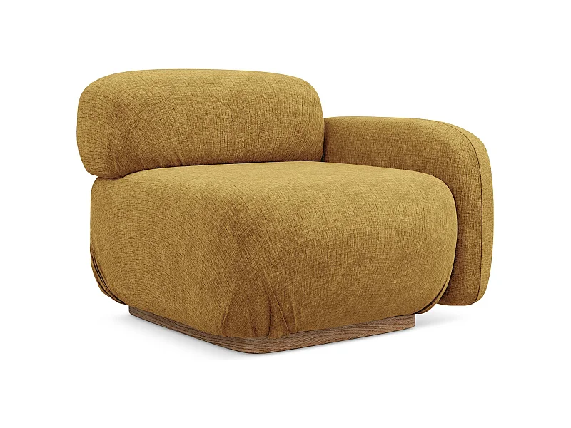 Module avec accoudoirs droit en tissu chenille - moutarde - AILANI