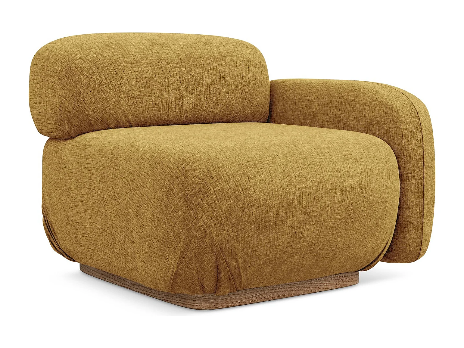 Module avec accoudoirs droit en tissu chenille - moutarde - AILANI