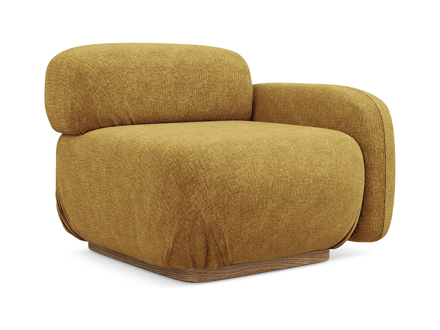 Module avec accoudoirs droit en tissu chenille - moutarde - AILANI