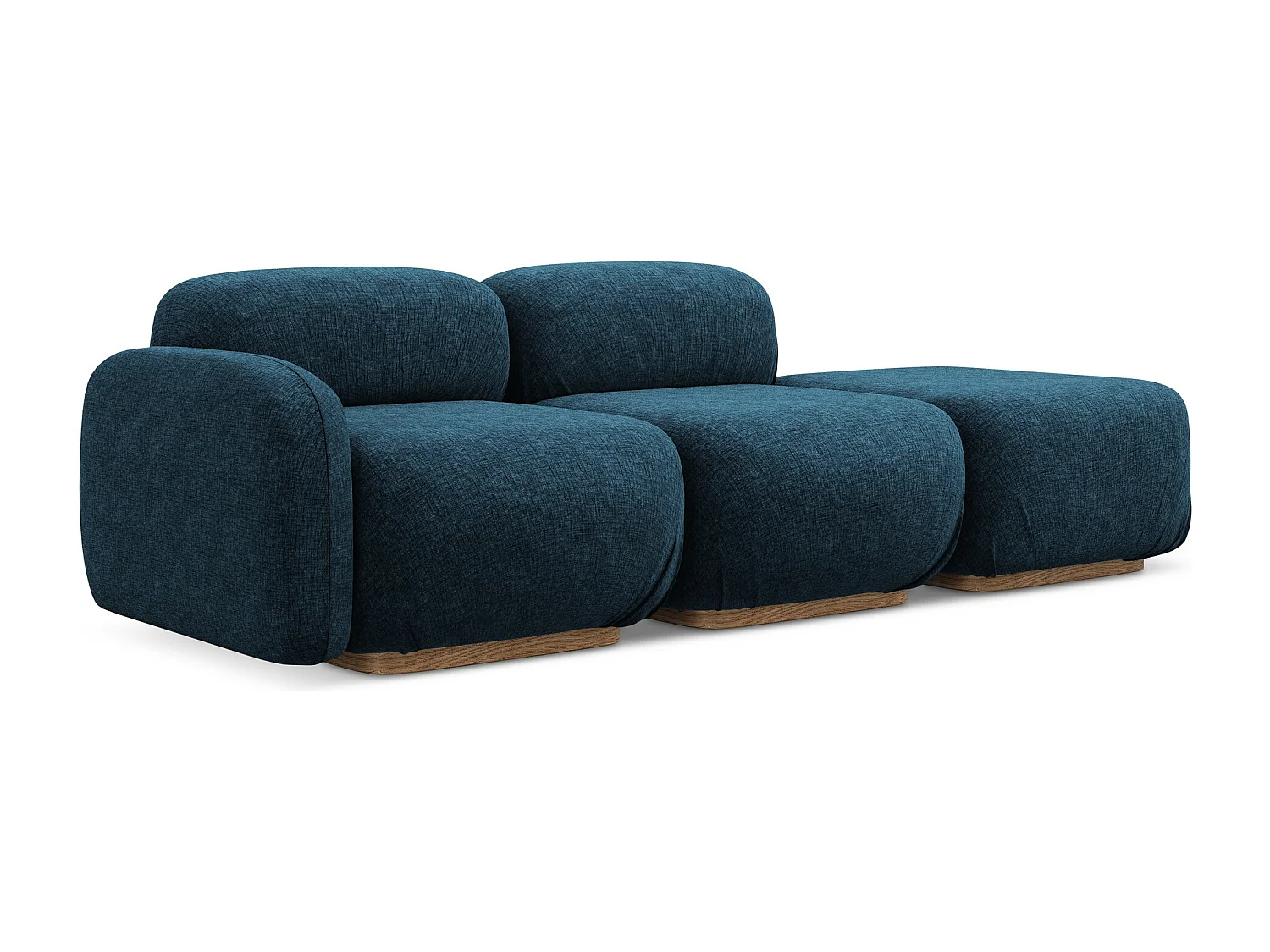 Canapé modulable 3 places droit en tissu chenille - bleu royal - AILANI