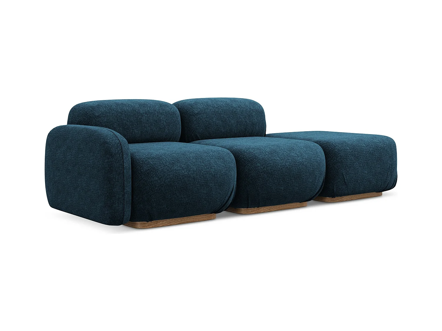 Modulares 3-Sitzer Sofa Rechts - - Chenille - Königsblau - AILANI