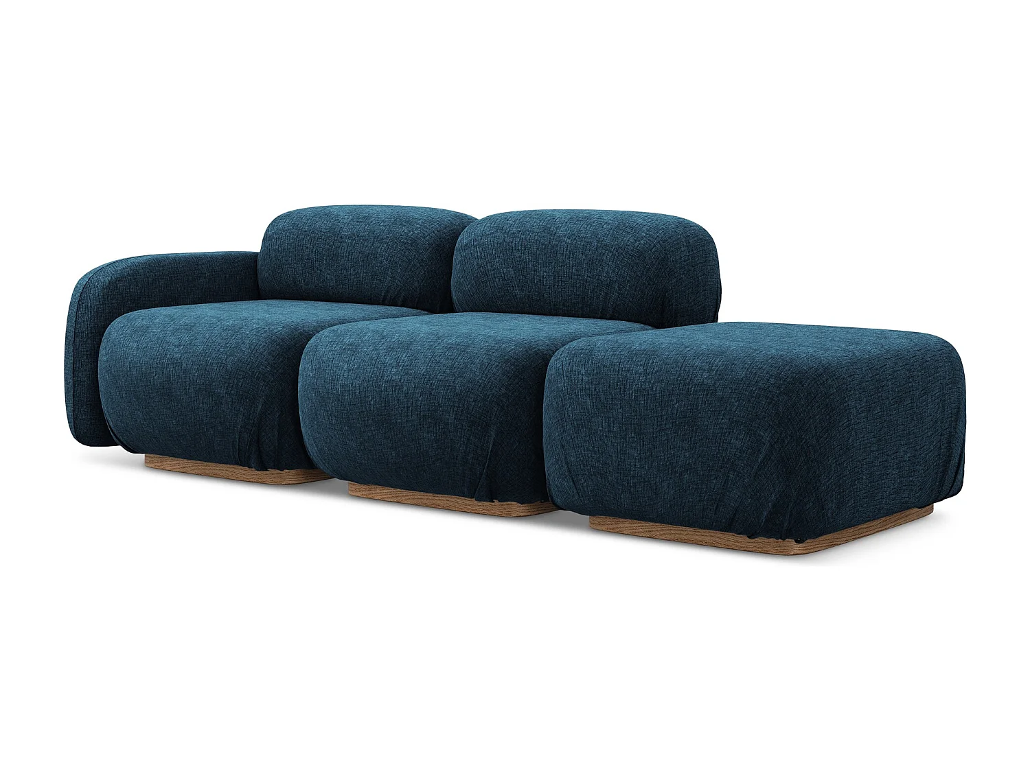 3-osobowa kanapa modułowa prawa - z tkaniny szenilowej - królewski niebieski - AILANI