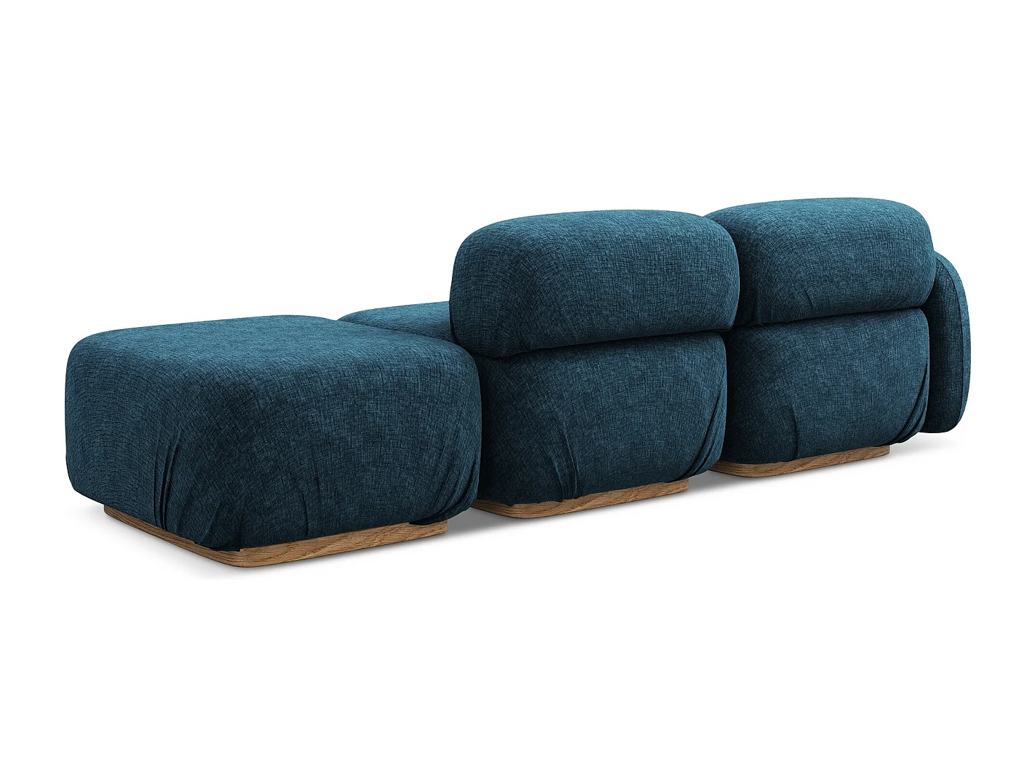 3-osobowa kanapa modułowa prawa - z tkaniny szenilowej - królewski niebieski - AILANI