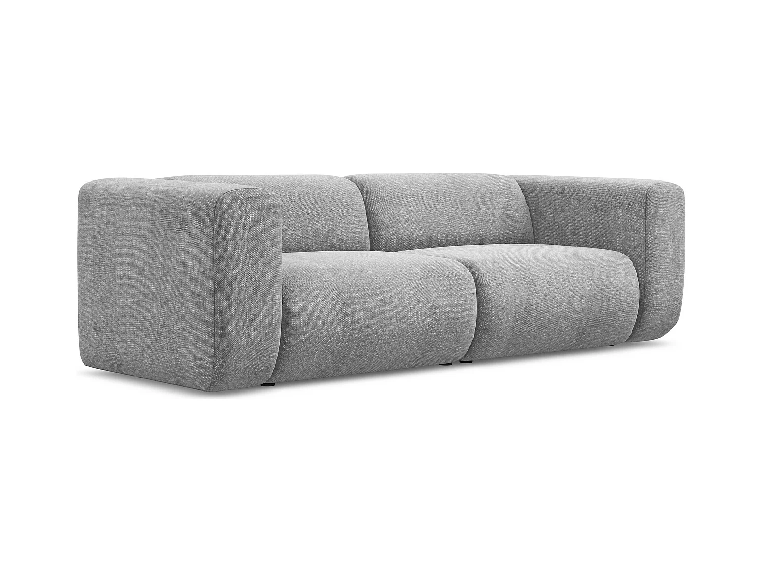 Driezits modulaire bank van lichtgrijs chenille stof - EKAHI