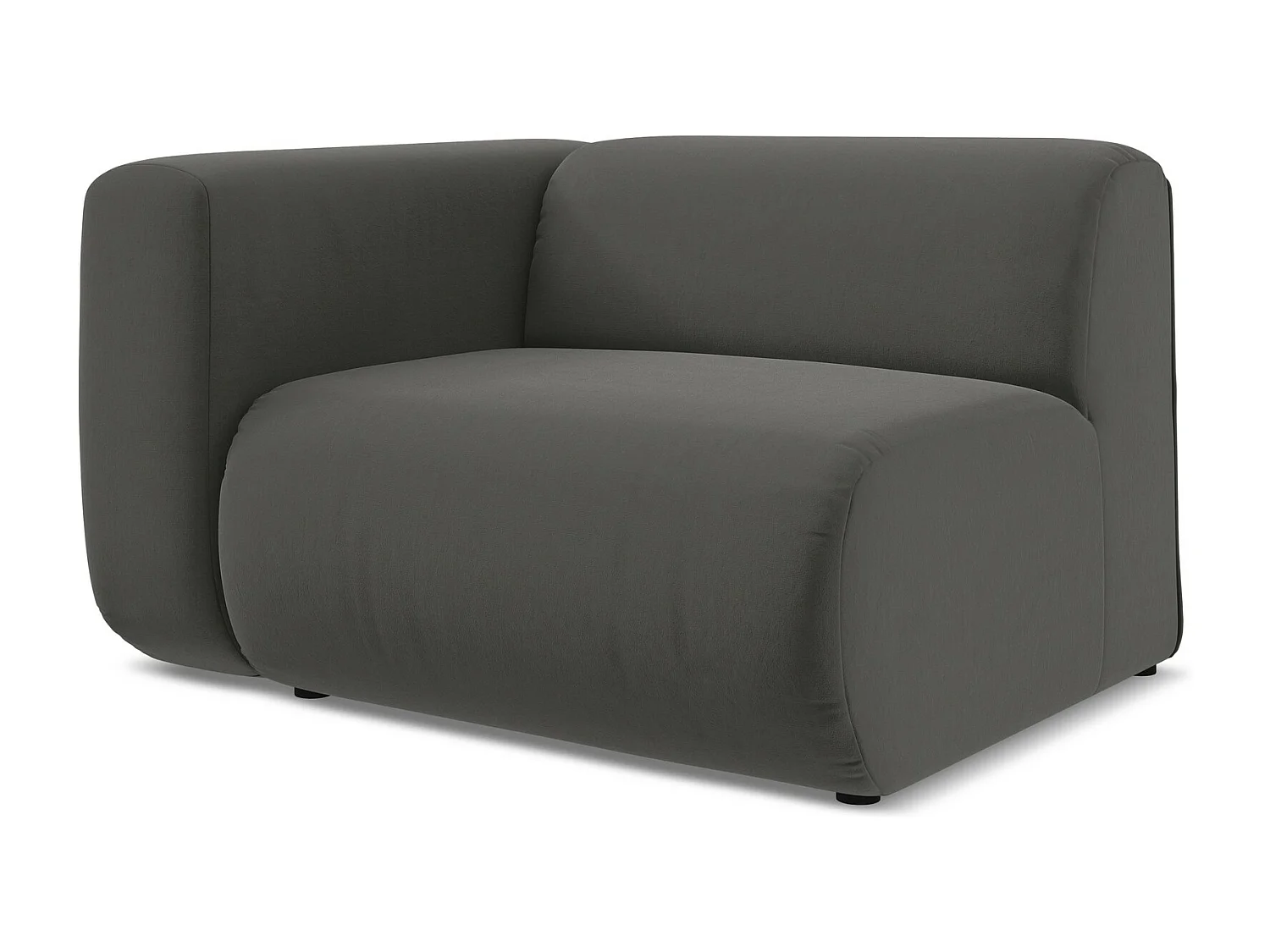 Module avec accoudoirs gauche en velours - acier - EKAHI