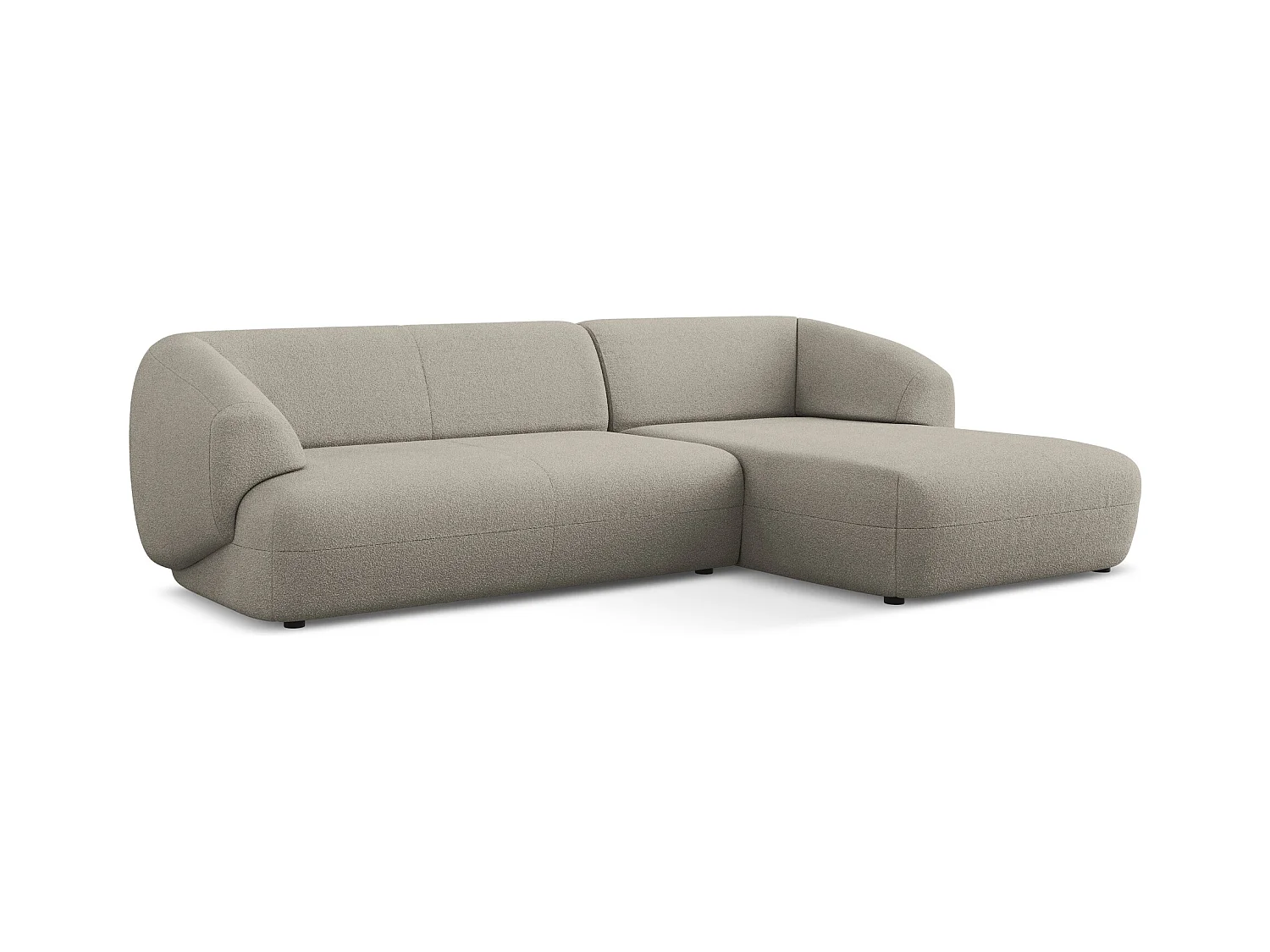 Canapé d'angle 3 places modulaire droit en tissu bouclette - beige foncé - MOANA