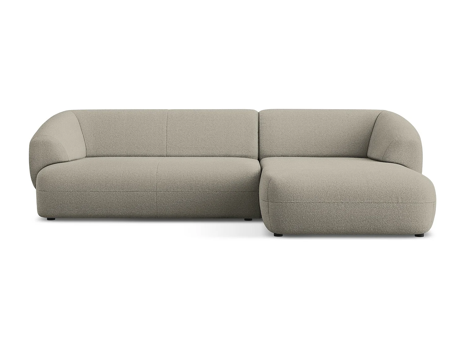 Sofá de canto modular direito 3 lugares em tecido bouclé bege escuro - MOANA