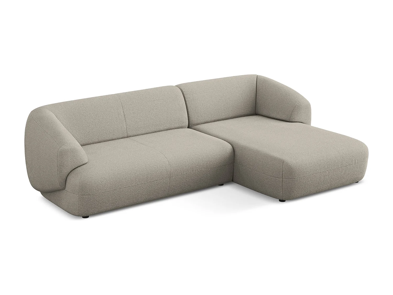 Sofá de canto modular direito 3 lugares em tecido bouclé bege escuro - MOANA