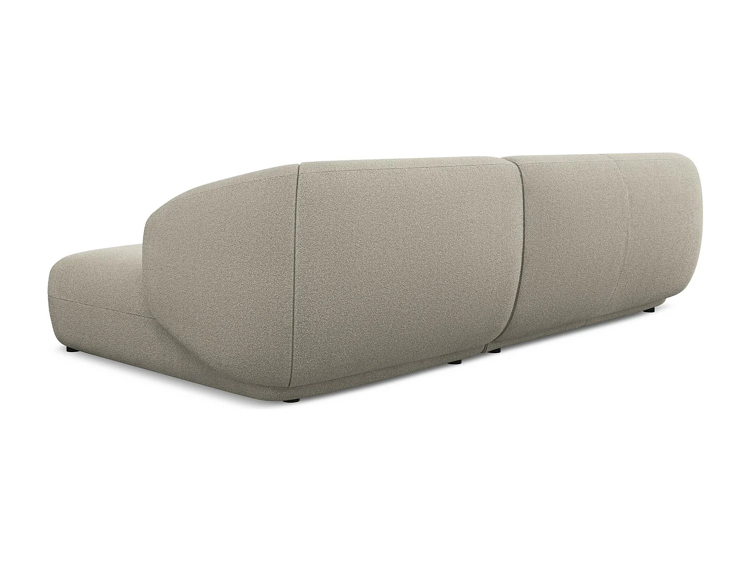 Sofá de canto modular direito 3 lugares em tecido bouclé bege escuro - MOANA