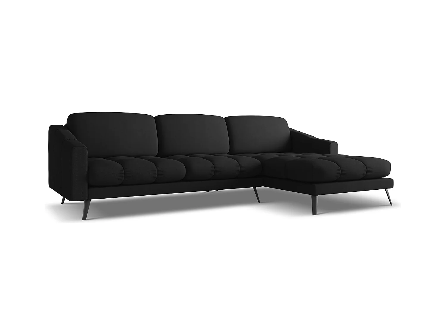 Canapé d'angle droit en tissu chenille - noir - NALU