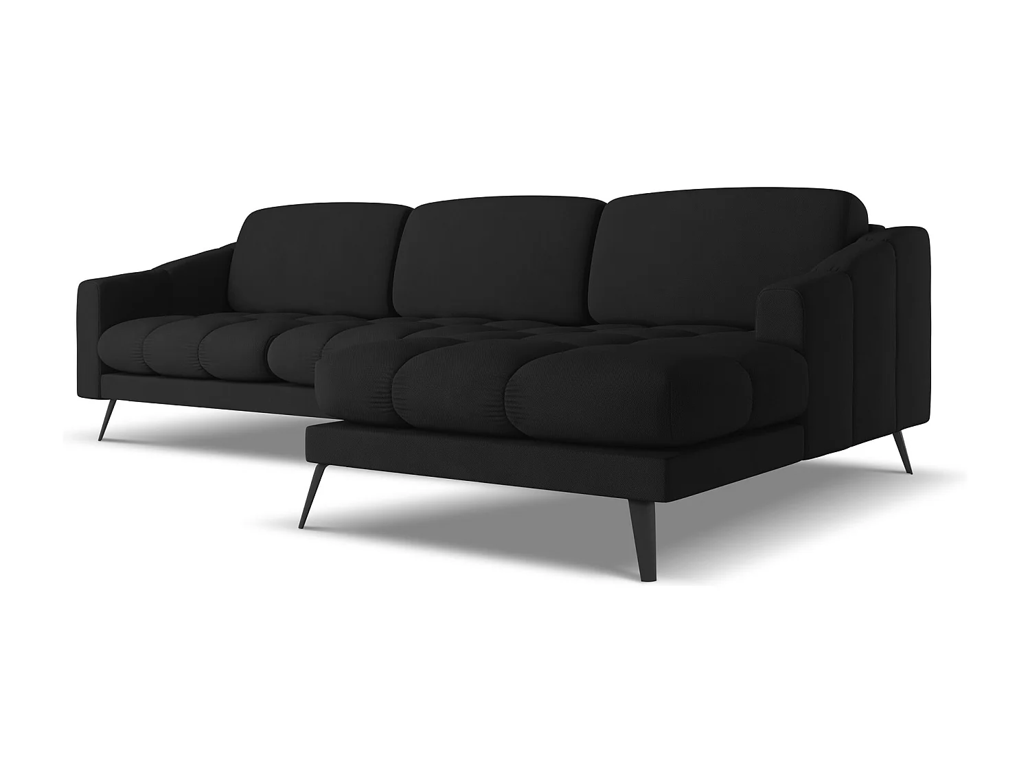 Canapé d'angle droit en tissu chenille - noir - NALU