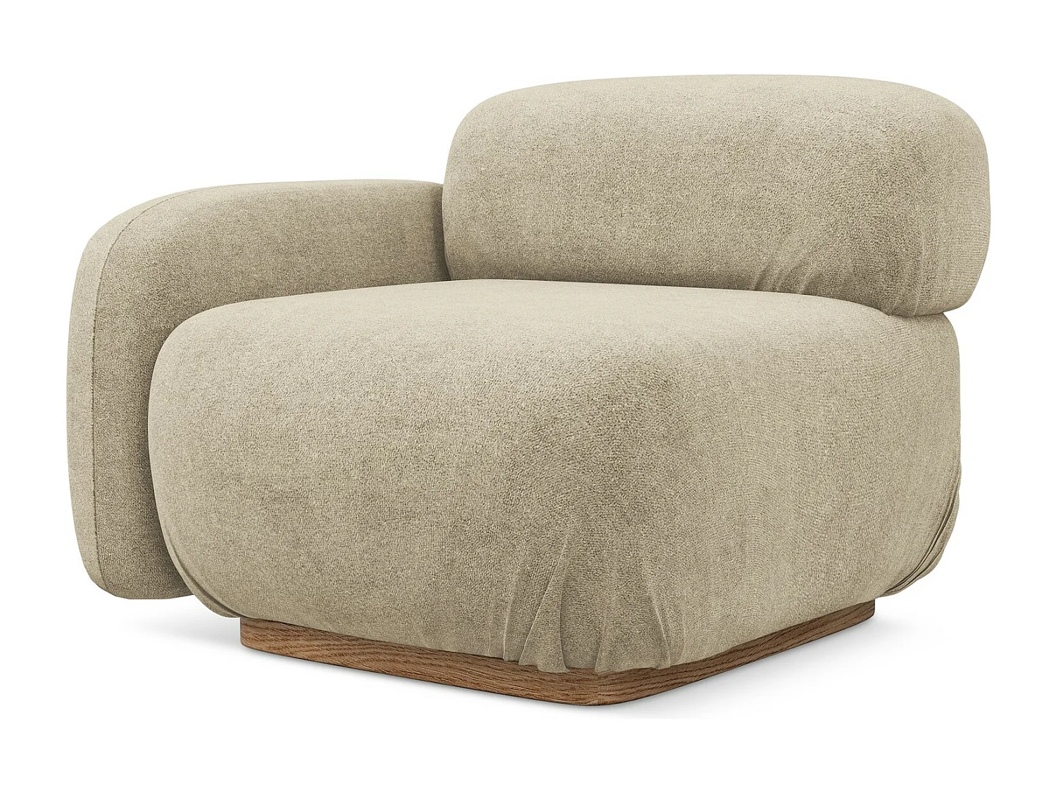 Module avec accoudoirs gauche en tissu bouclette - beige - AILANI