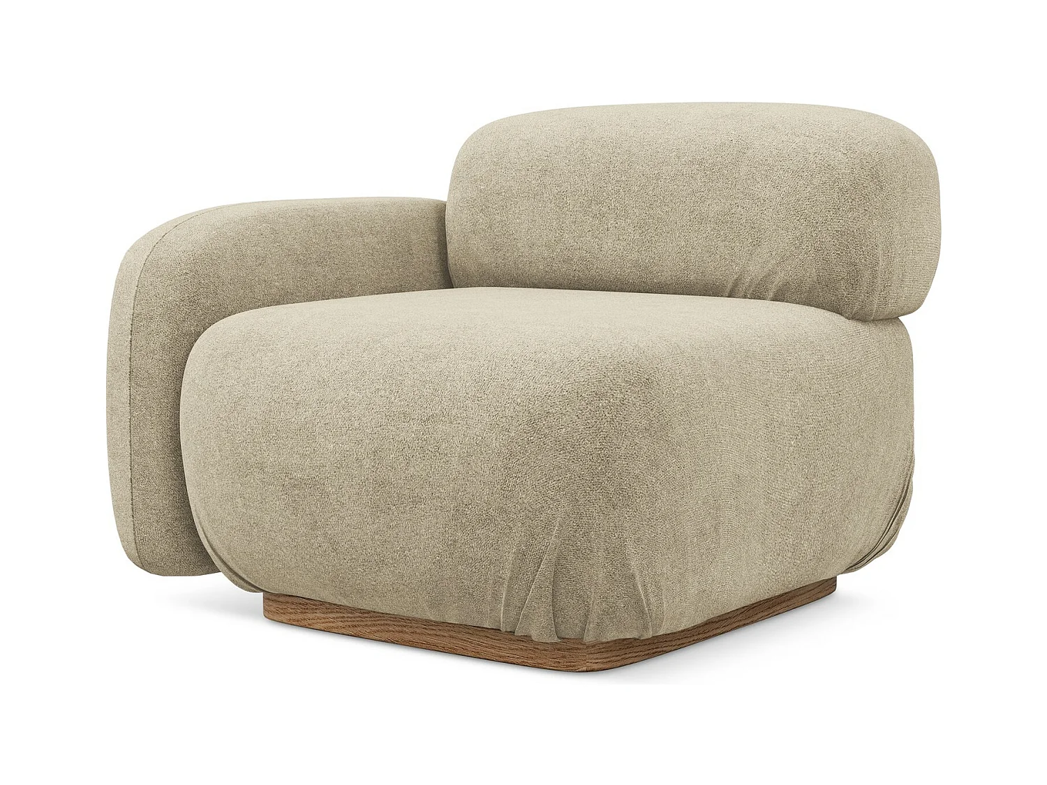 Bankmodule met armleuning links van beige bouclé - AILANI