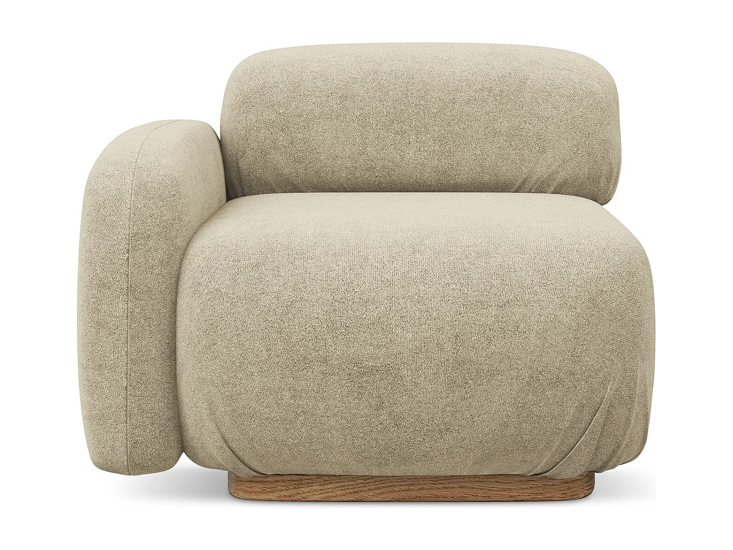 Module avec accoudoirs gauche en tissu bouclette - beige - AILANI