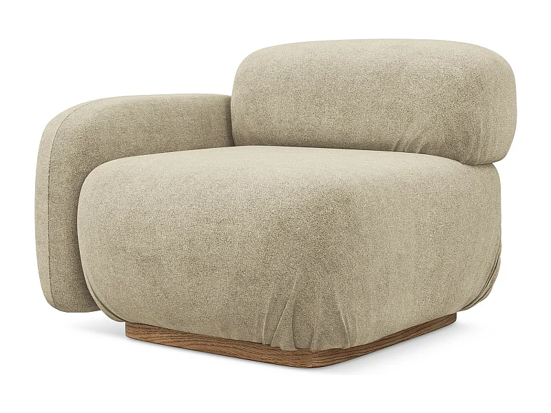 Bankmodule met armleuning links van beige bouclé - AILANI