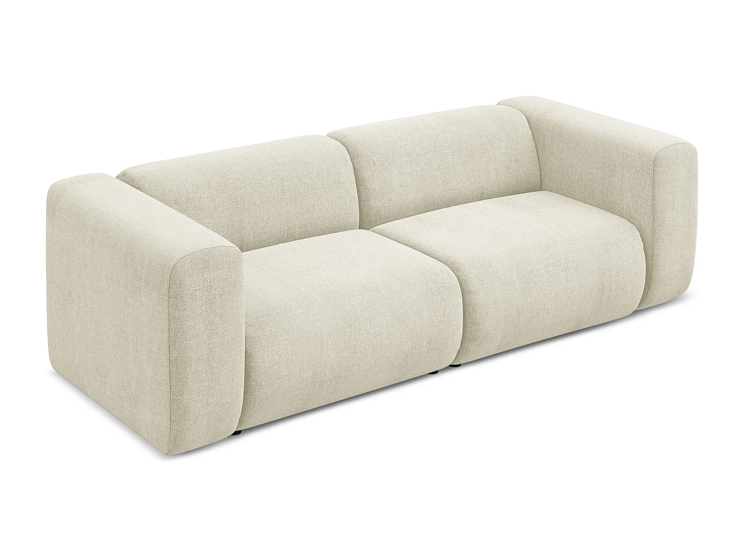 Driezits modulaire bank van beige chenille stof - EKAHI