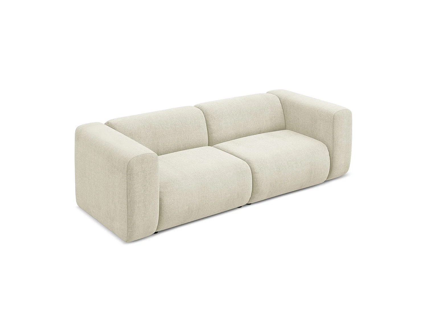 Driezits modulaire bank van beige chenille stof - BARI