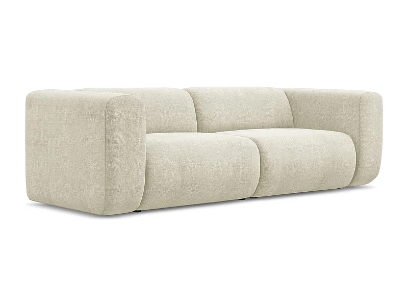 Canapé modulable 3 places en tissu chenille - beige - EKAHI