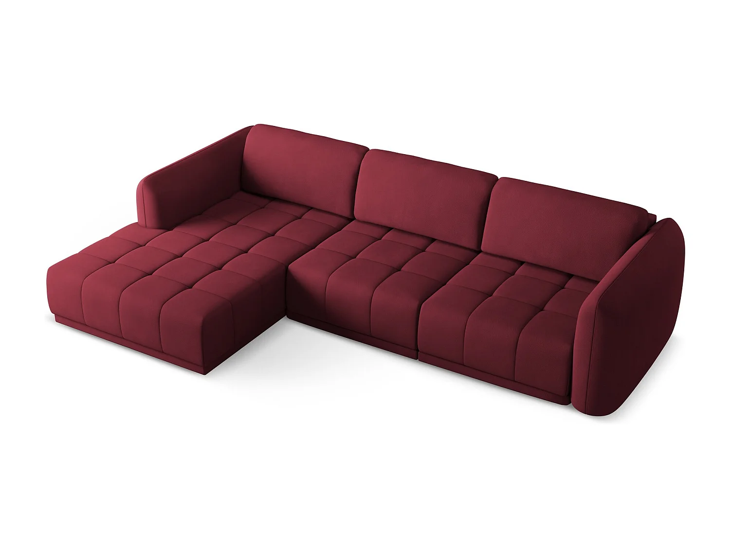 Hoekbank links van bordeaux chenille stof - HOKU