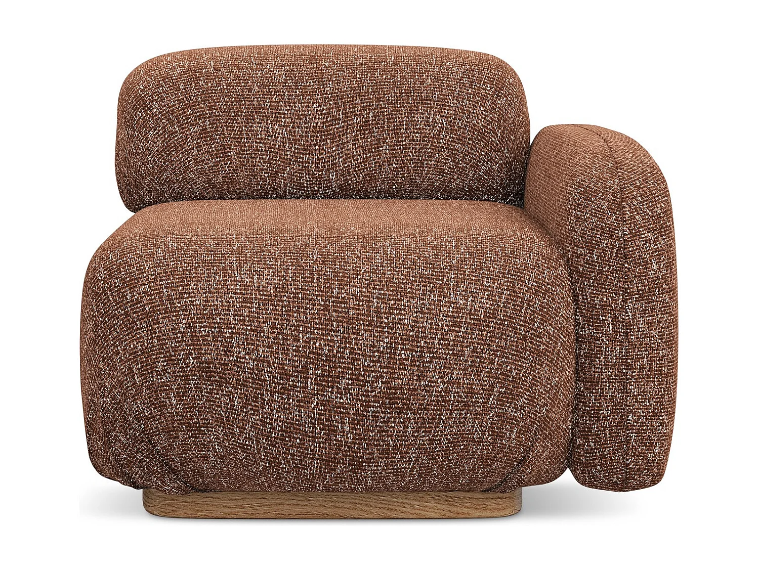 Bankmodule met armleuning rechts van terracotta textuurstof - AILANI