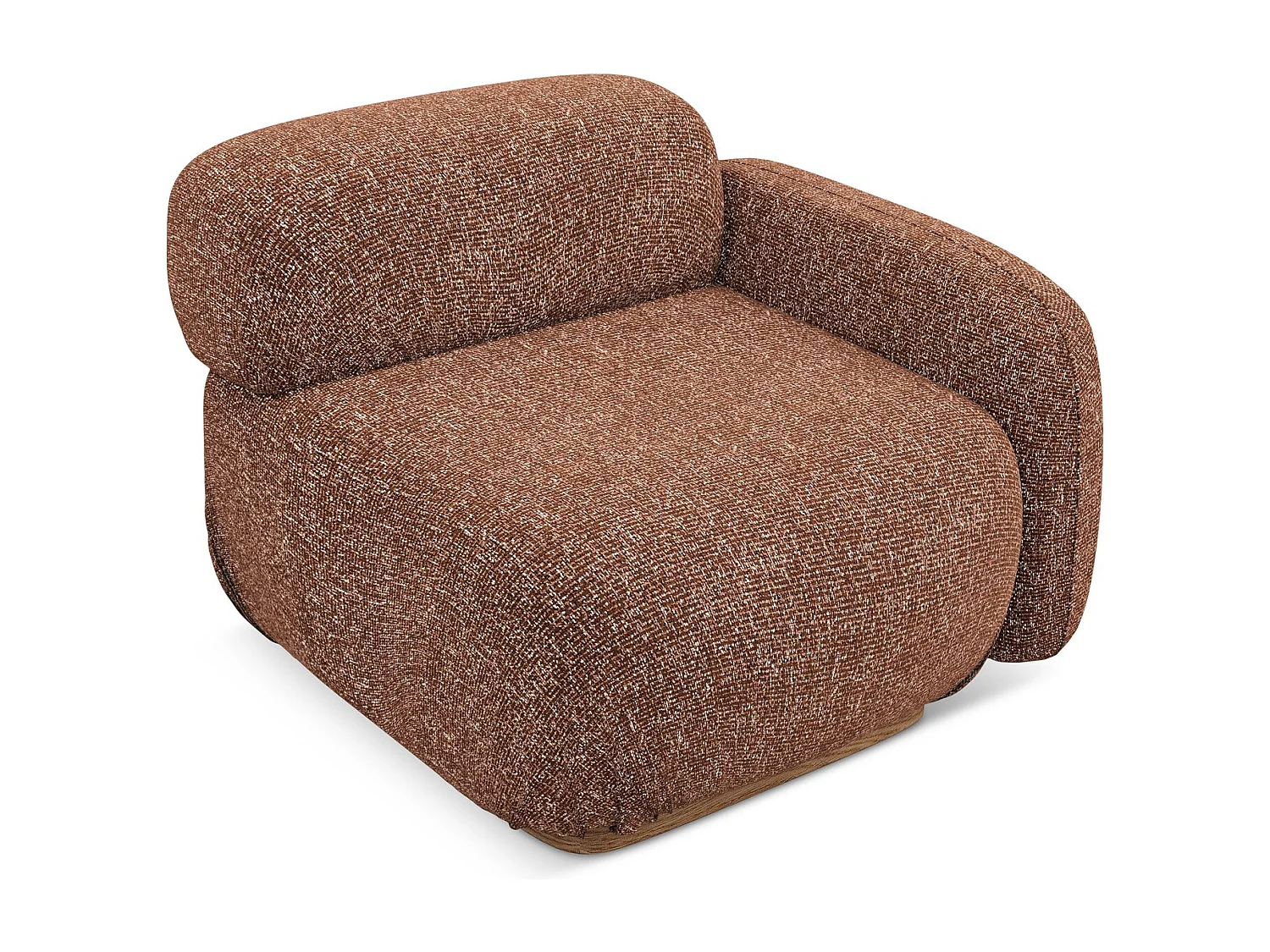 Bankmodule met armleuning rechts van terracotta textuurstof - AILANI