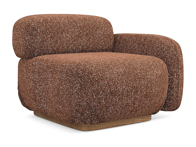 Bankmodule met armleuning rechts van terracotta textuurstof - AILANI