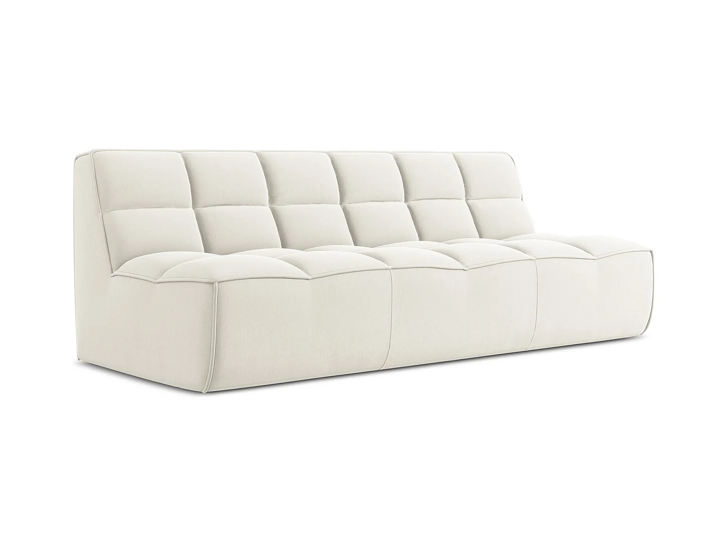 Modulares 3-Sitzer Sofa - - Samt - Hell beige - KALAI
