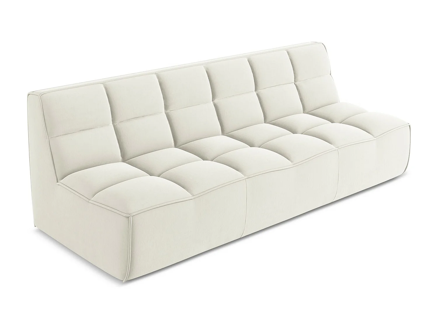 Driezits modulaire bank van lichtbeige velours - KALAI