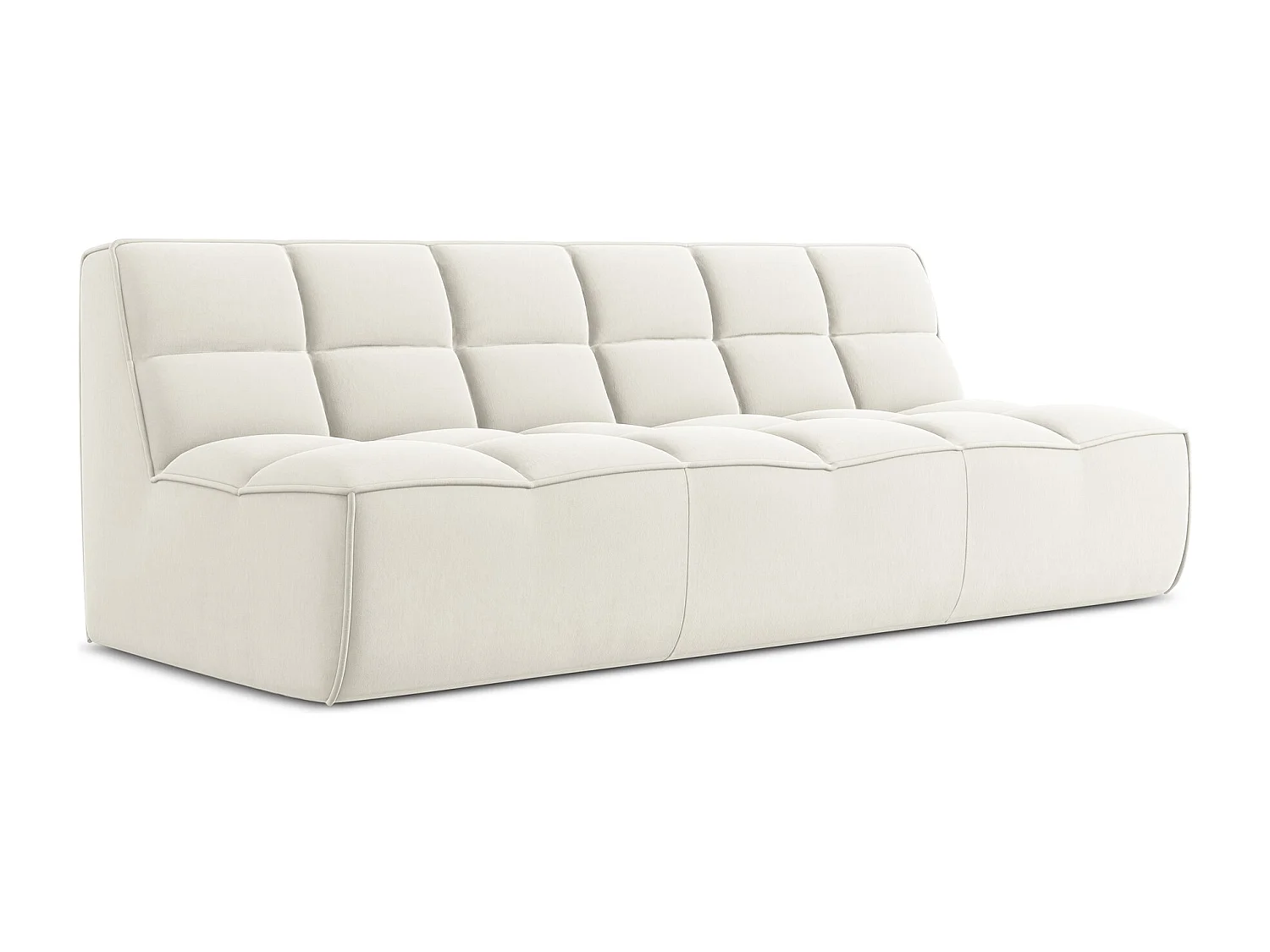 Canapé modulable 3 places en velours - beige clair - KALAI