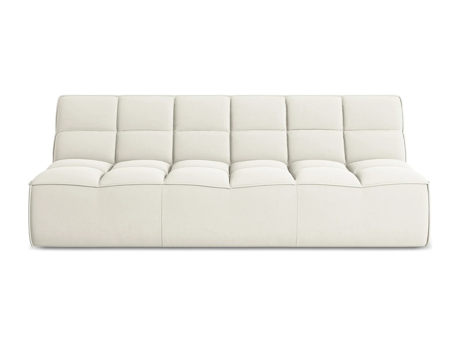 Canapé modulable 3 places en velours - beige clair - KALAI