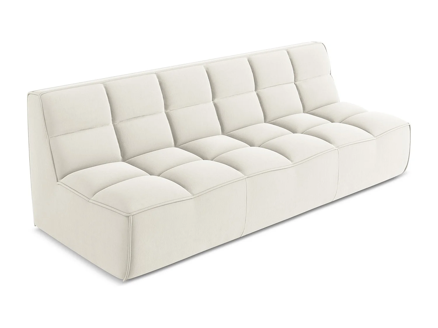 Canapé modulable 3 places en velours - beige clair - KALAI