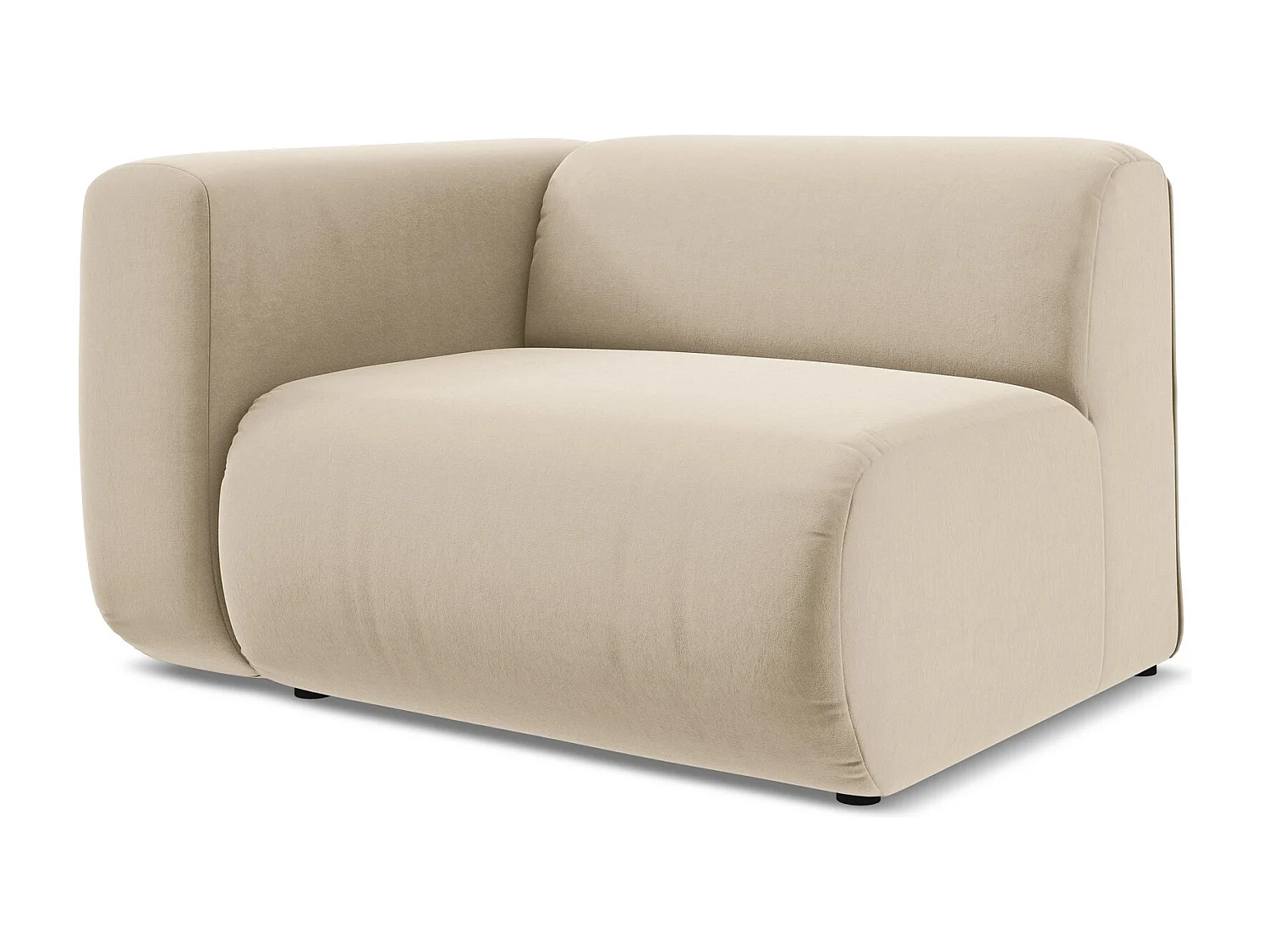 Module avec accoudoirs gauche en velours - beige clair - EKAHI