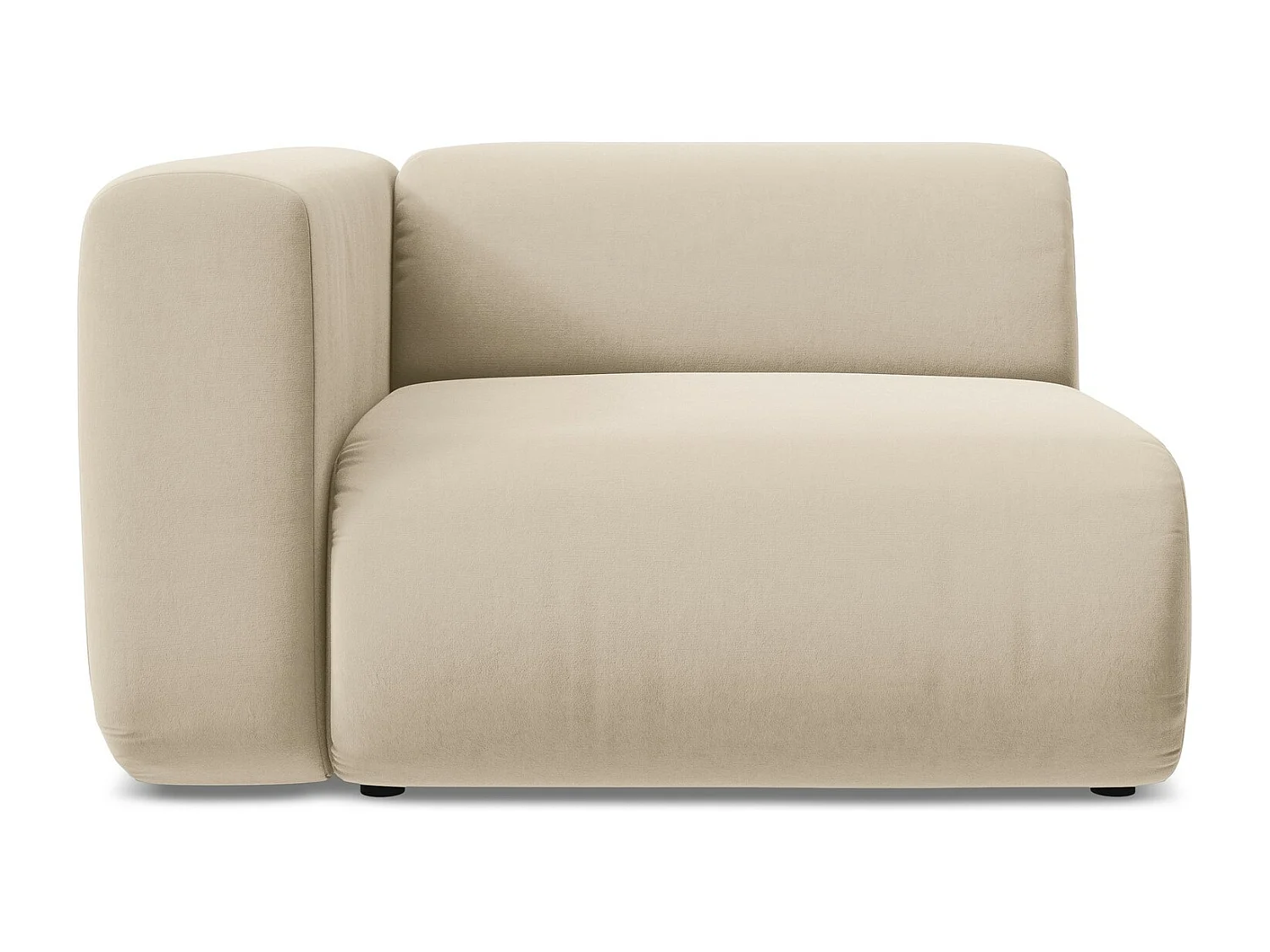 Module avec accoudoirs gauche en velours - beige clair - EKAHI