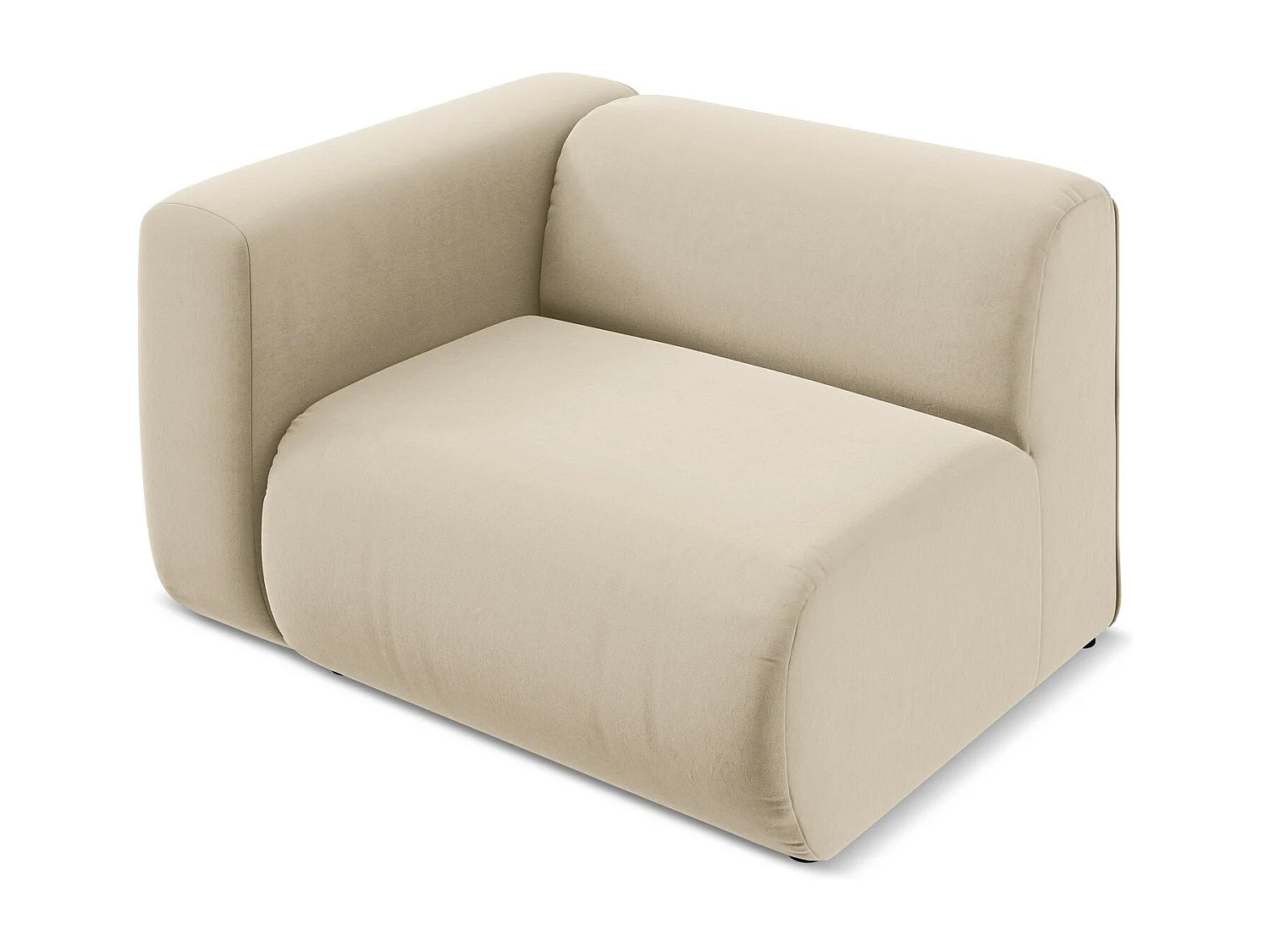 Module avec accoudoirs gauche en velours - beige clair - EKAHI