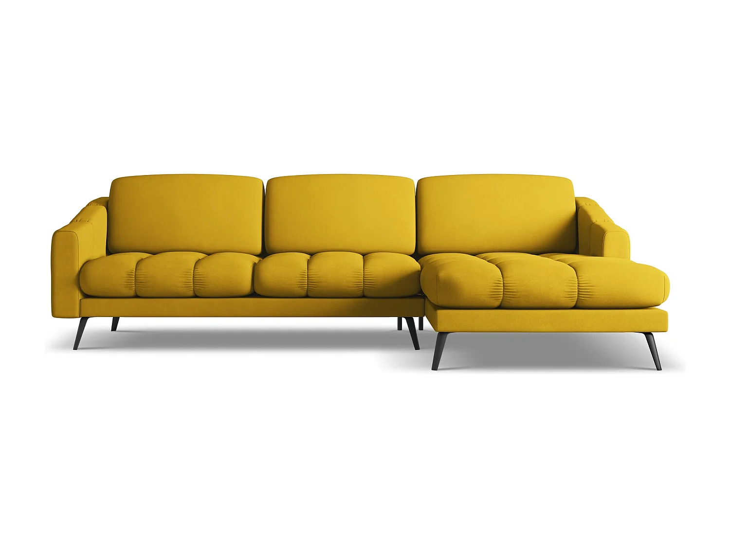 Ecksofa - Ecke Rechts - Chenille - Senf - NALU