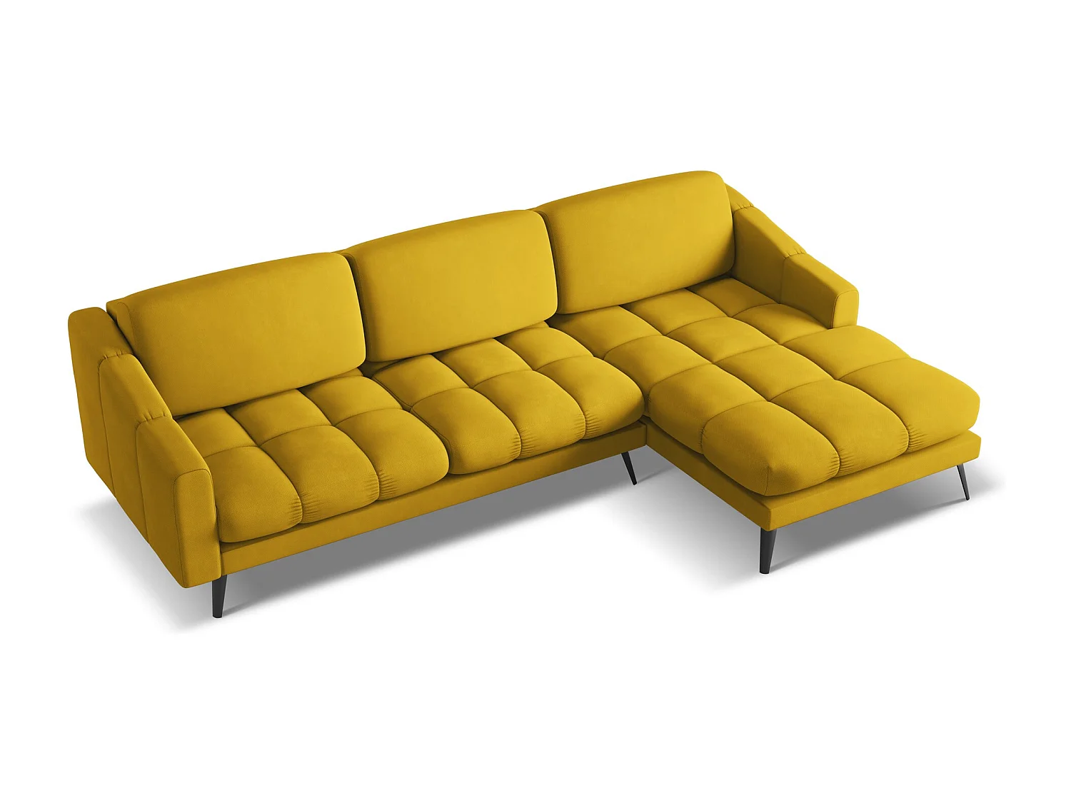 Canapé d'angle droit en tissu chenille - moutarde - NALU