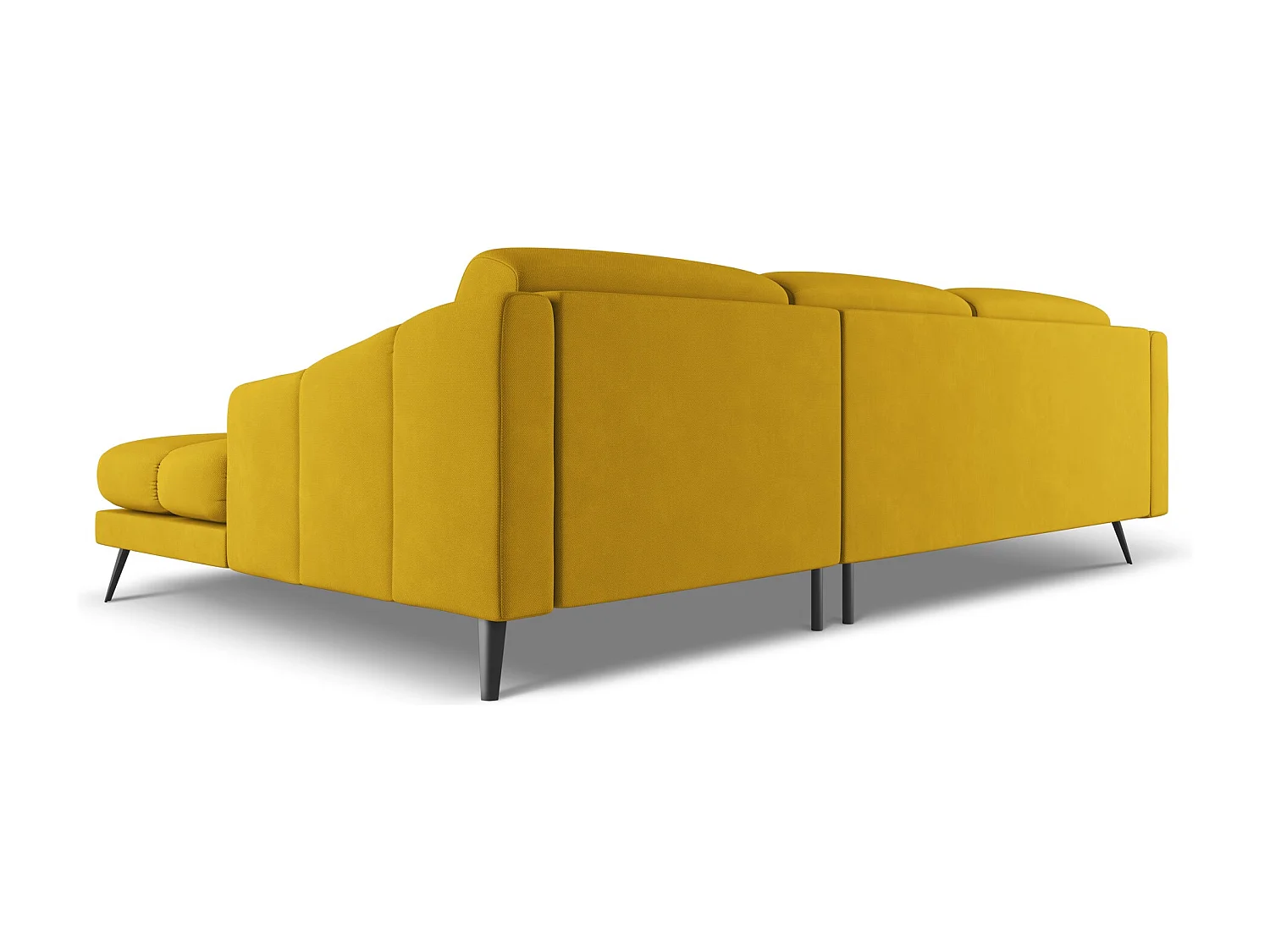 Canapé d'angle droit en tissu chenille - moutarde - NALU