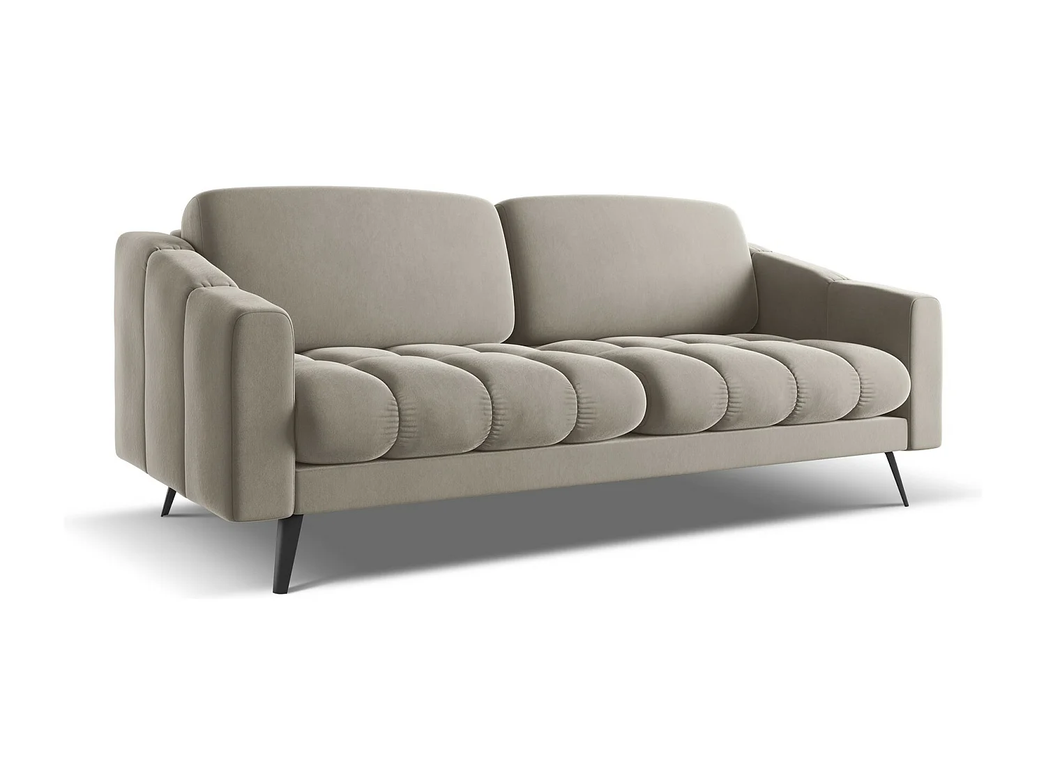 Driezitsbank van taupe velours - NALU