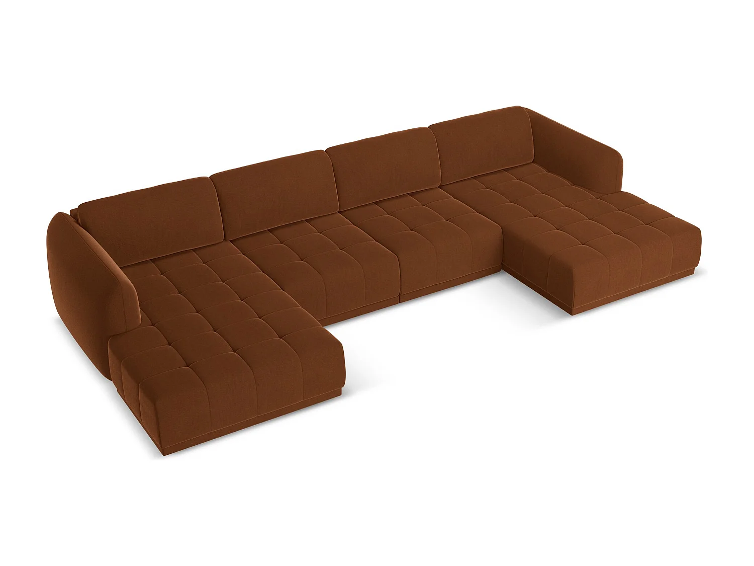 Große Wohnlandschaft - Ecke Rechts - Samt - Terrakotta - HOKU
