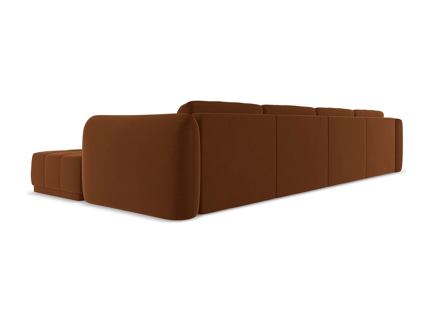 Canapé d'angle panoramique en velours - terre cuite - HOKU