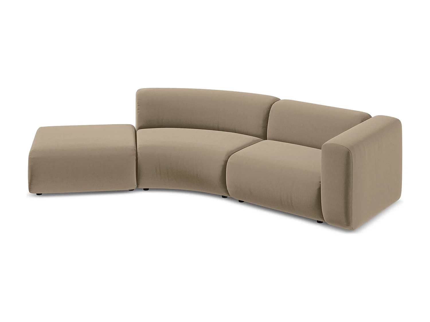 Canapé modulable 4 places gauche en velours - beige clair - EKAHI