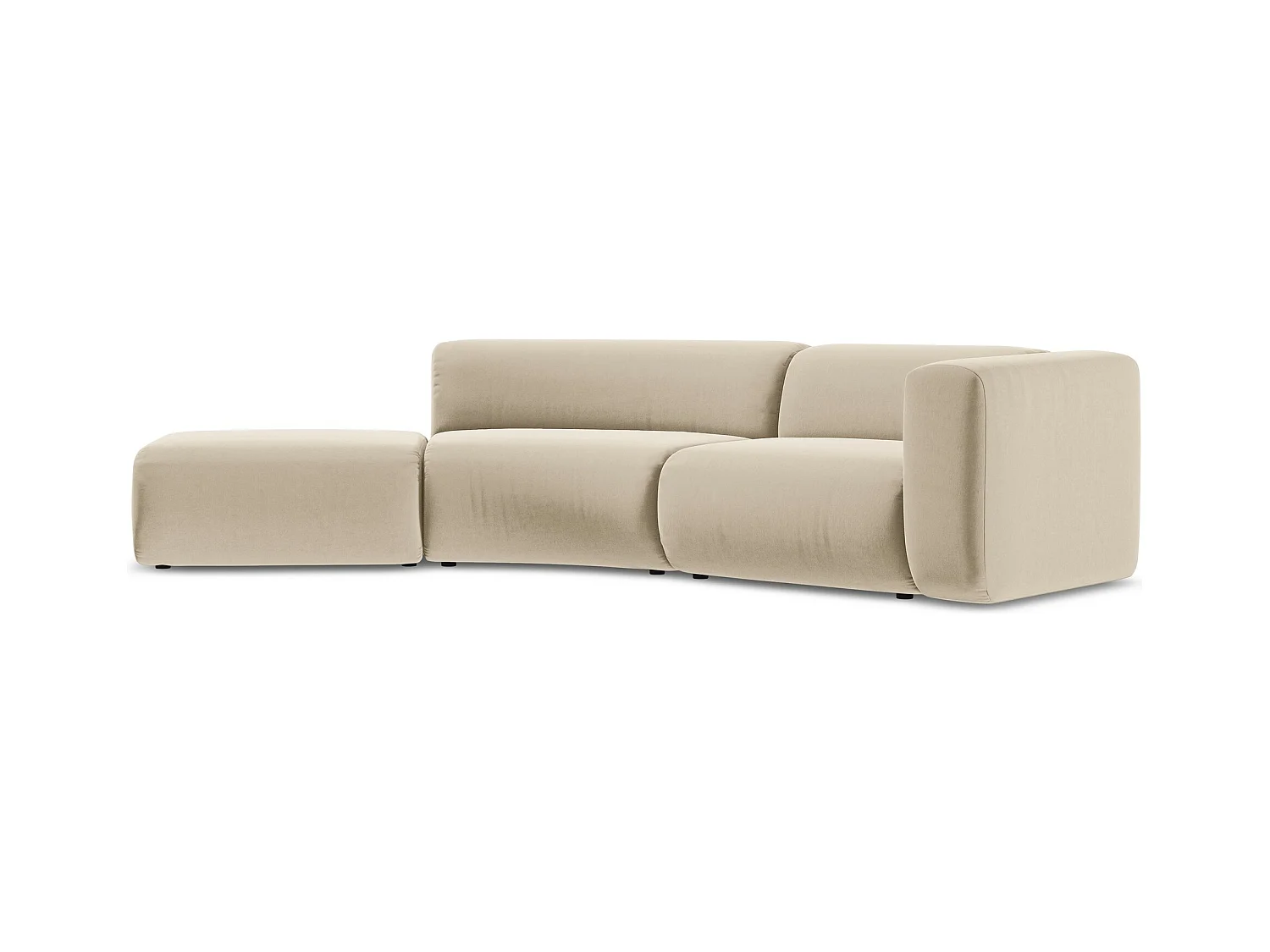 Vierzits modulaire bank links van lichtbeige velours - EKAHI