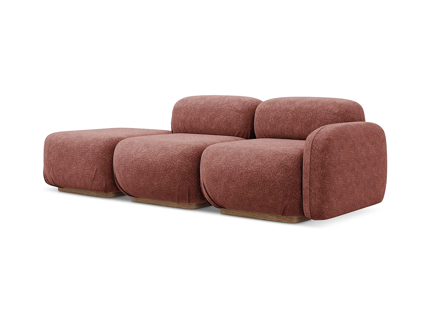Modulares 3-Sitzer Sofa Links - - Chenille - Gedämpftes Rosa - AILANI