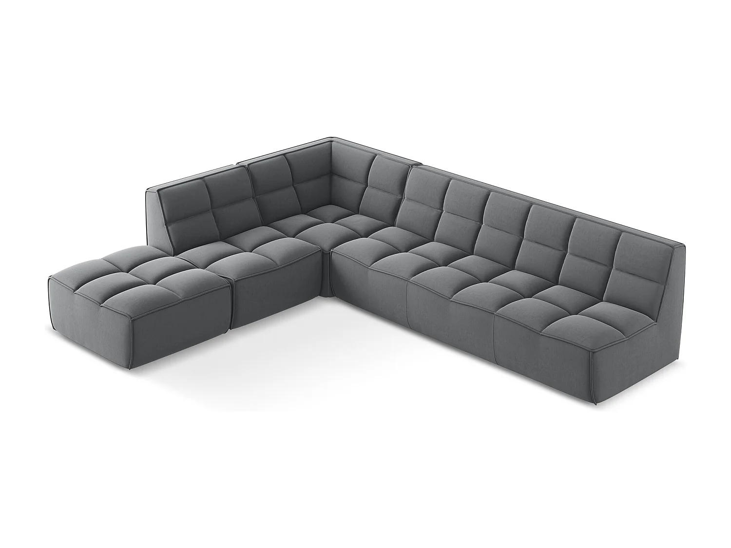 Modulaire hoekbank rechts van staal velours - KALAI